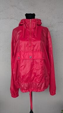 💜Vintage Izod Lacoste Red Nylon Anorak Pullover